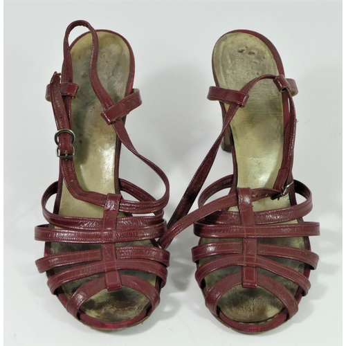 44 - Shoes/Sandals Vintage and modern shoes including red leather John Lewis sandals, brown suede heeled ... 