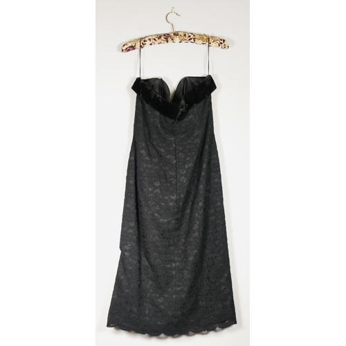 70 - 'After Six' Black lace with velvet trim cocktail dress, size 12.
