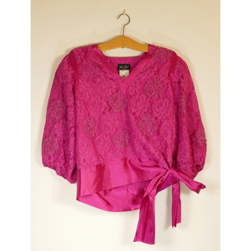 74 - Diane Fres, pink lace jacket and skirt, chest 42inch, skirt waist 40 inch.