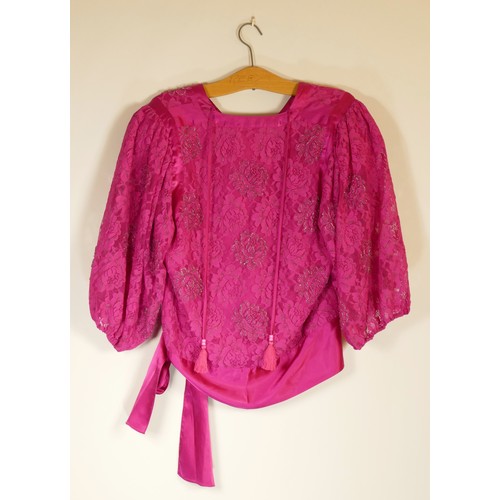 74 - Diane Fres, pink lace jacket and skirt, chest 42inch, skirt waist 40 inch.