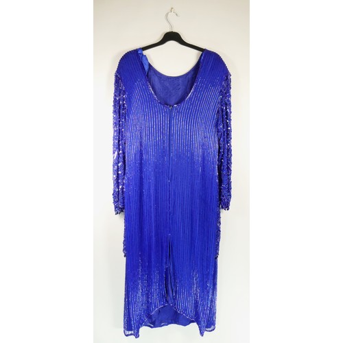 81 - Gena Bacconi electric blue beaded evening dress, 44