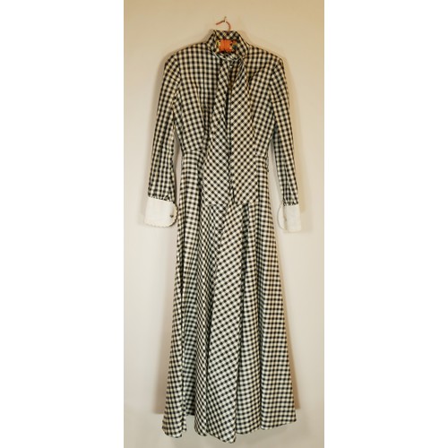 83 - Susan Small, long shirt dress, black and white gingham check, size 12.