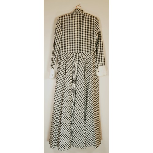 83 - Susan Small, long shirt dress, black and white gingham check, size 12.