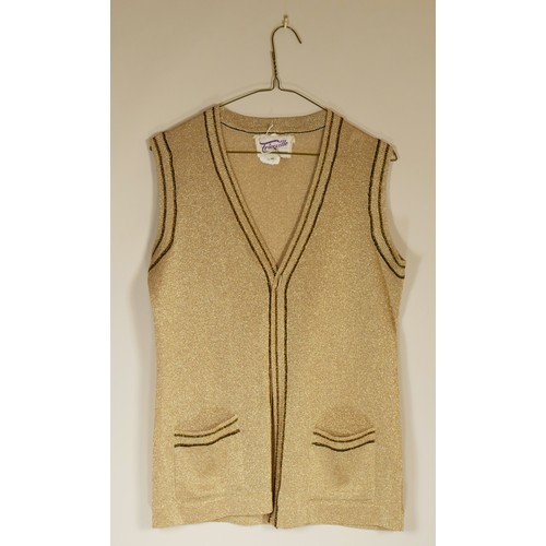 100 - Tricoville design gold sleeveless top, size 14.