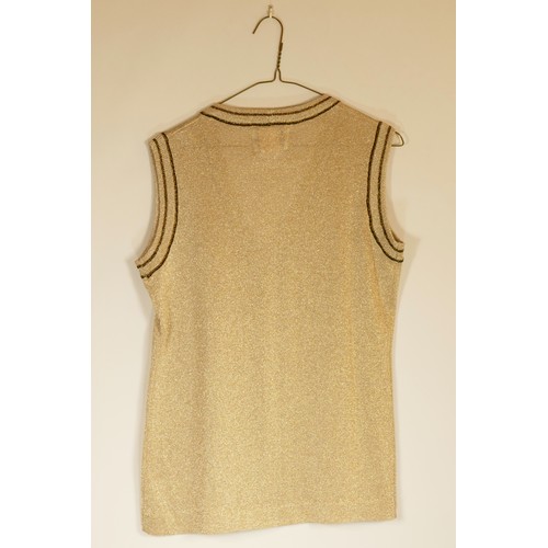 100 - Tricoville design gold sleeveless top, size 14.