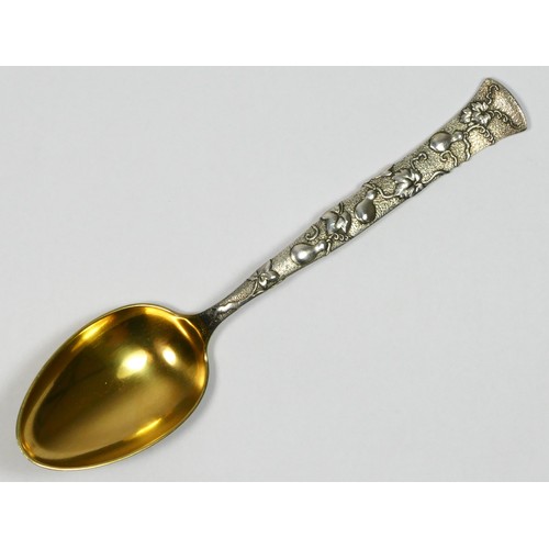 3 - Tiffany & Co., a Sterling Silver cast christening spoon, with textured gourd decoration, initialled,... 