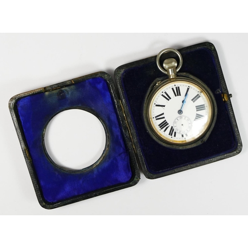 6 - A silver Goliath pocket watch case, Birmingham 1911, the floral embossed case opening to reveal a ni... 