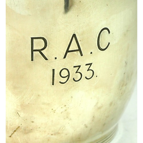34 - Of R.A.C. interest, an electroplated Art Deco Thermos jug, of baluster form, inscribed R.A.C. 1933, ... 