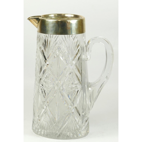 30 - An Edwardian silver mounted cut glass lemonade jug, London 1905, with tapering body, 25cm