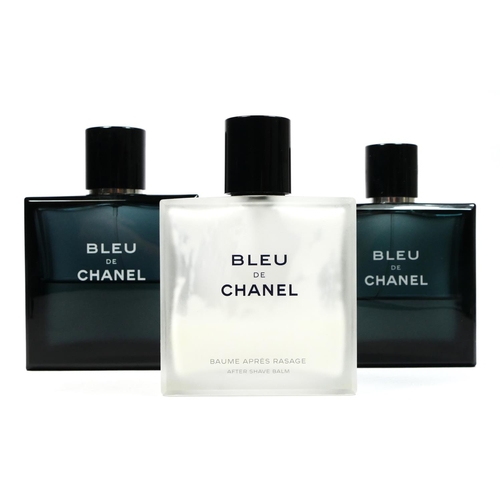 43 - Bleu de Chanel, eau de toilette, 150ml, used, 100ml used and baume apres rasage, used (3).