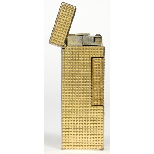 41 - Dunhill, a crosshatched gold plated Rollagas lighter.