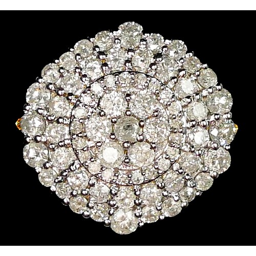 71 - A 9ct gold and brilliant cut diamond cluster ring, stated weight 2.0cts, colour I/J, clarity I1/2, U... 