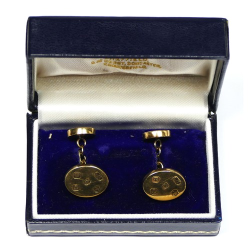 76 - A pair of heavy 9ct gold cufflinks, large hallmarks, Sheffield 1977 with Silver Jubilee mark, 20.7gm