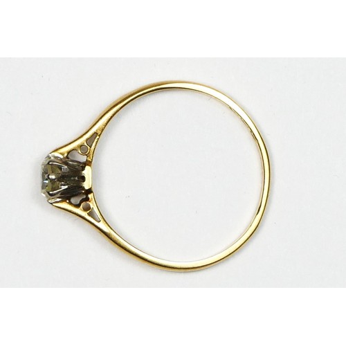 78 - An 18ct gold single stone diamond ring, claw set with brilliant cut stone, stated weight 0.49cts, co... 