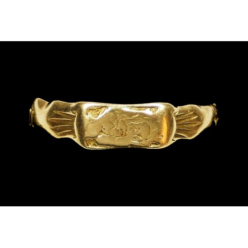 53 - A late Medieval gold iconographic ring, circa 1400-1500, depicting a mother and child, probably Mary... 