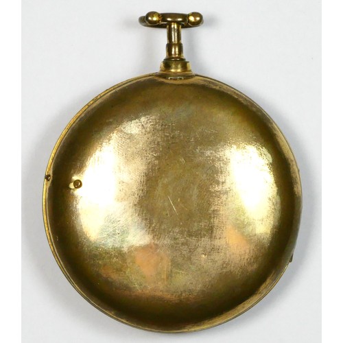 103 - George Tupman, an early 19th century gilded metal pair cased verge fusee pocket watch, white enamel ... 