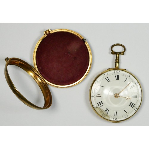 103 - George Tupman, an early 19th century gilded metal pair cased verge fusee pocket watch, white enamel ... 