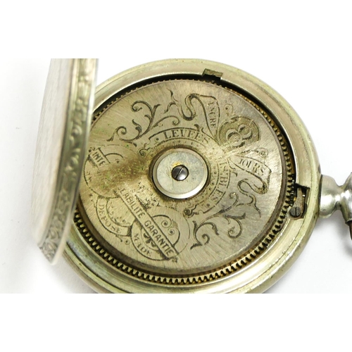 104 - A nickel cased eight day visible escapement pocket watch, spares or repair