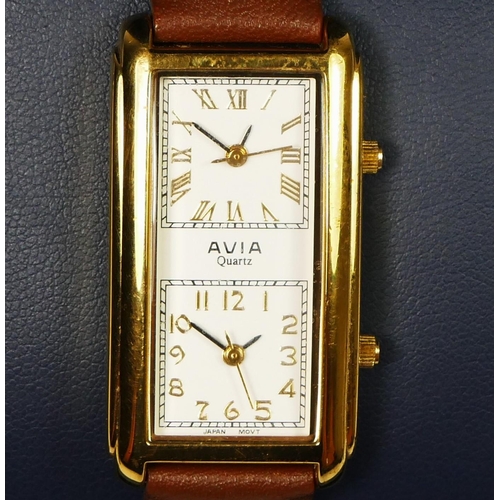 109 - Avia, a gold plated two time zone quartz ladies wristwatch, ref 380151, limited edition 420/500, 22 ... 