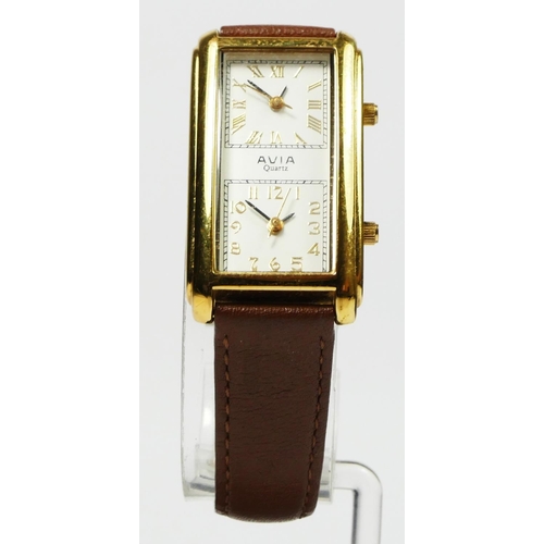 109 - Avia, a gold plated two time zone quartz ladies wristwatch, ref 380151, limited edition 420/500, 22 ... 