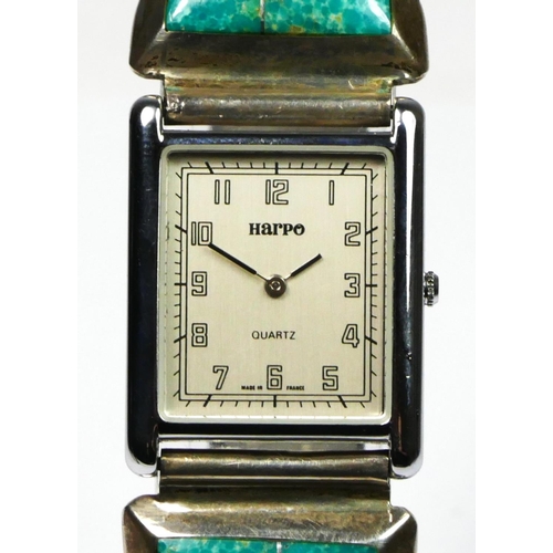 122 - Harpo, a French stainless steel quartz wristwatch, c.1971, to a Gilbert Nelson (b.1960), Navajo silv... 