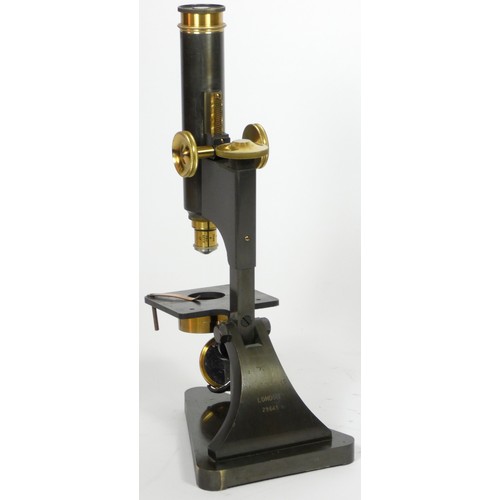 147 - A R & J.Beck, London, microscope, serial number 29645, with 8x optic, metal construction with polish... 