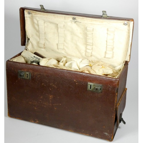 152 - A Reynolds & Branson, Leeds, doctors bag, top opening to reveal a fabric lined fitted interior, with... 