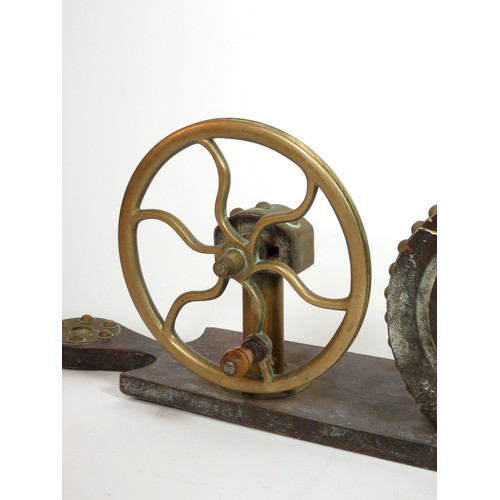 154 - A 19th century stained softwood and brass mechanical Westmoreland blower bellows, 60cm.