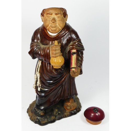 175 - Jose A. Cunha, Caldas Pottery, Portugal, a majolica monk pitcher, removeable head, 32cm.