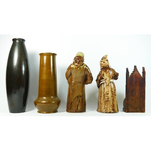 178 - Le Moine Legendaire, a French liquor bottle in the form of a monk, 30cm and four other pottery monk ... 