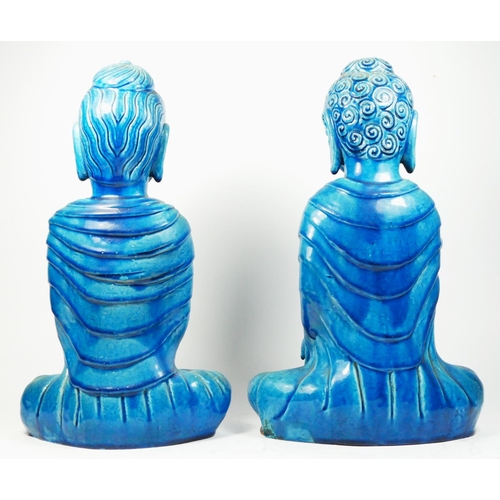 183 - Zaccagnini, Florence, Italy, a turquoise glazed seated buddha, mid 20th century, signed and numbered... 