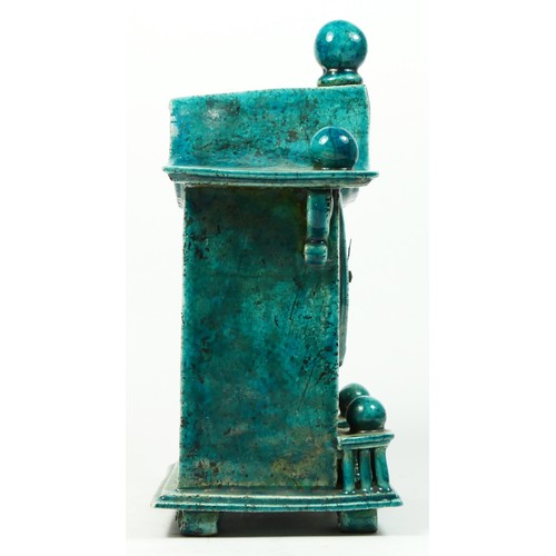 195 - A Japanese inspired Raku pottery mantel clock, by Ian Roberts, circa 1995, inscribed to base IR/95, ... 