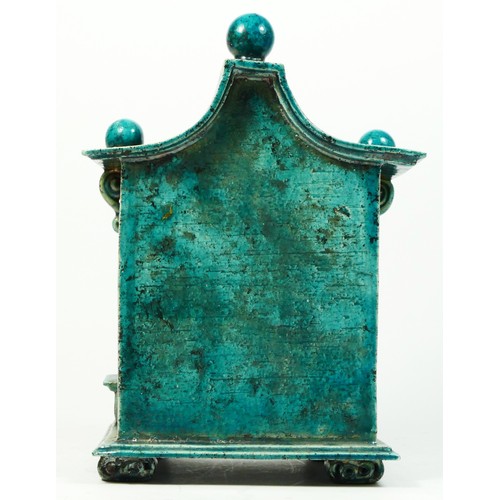 195 - A Japanese inspired Raku pottery mantel clock, by Ian Roberts, circa 1995, inscribed to base IR/95, ... 