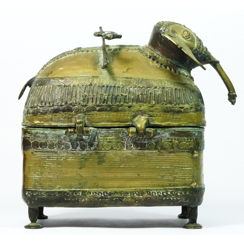 219 - An Indo Persian dhokra casket in the form of an elephant, 19 x 19 x 11cm