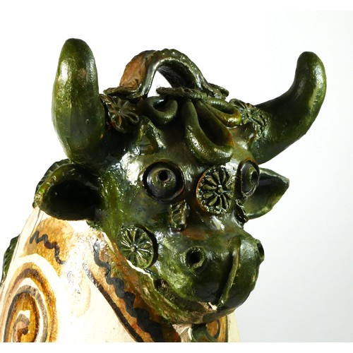 222 - A Peruvian folk pottery ceremonial figure of a bull, 47 x 37cm