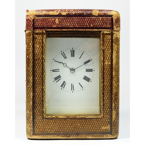 270 - E. Maurice & Co., a late 19th century French brass striking carriage clock, white enamel dial with R... 