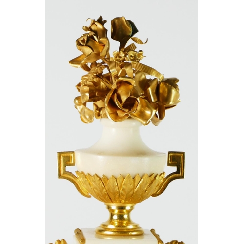 284 - Planchon, Paris, an impressive French late 19th century gilt brass and white marble clock garniture,... 