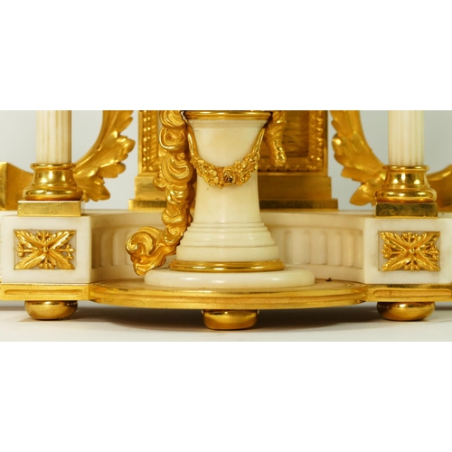 284 - Planchon, Paris, an impressive French late 19th century gilt brass and white marble clock garniture,... 