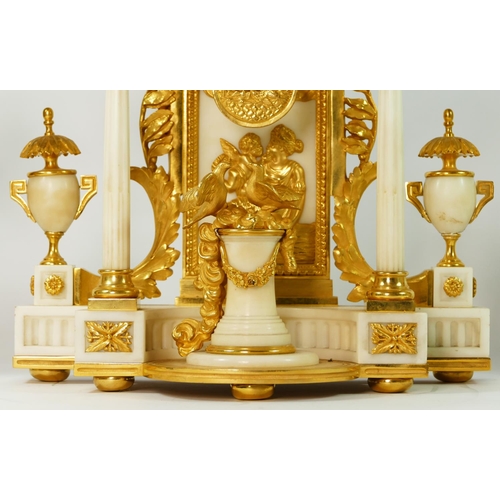 284 - Planchon, Paris, an impressive French late 19th century gilt brass and white marble clock garniture,... 