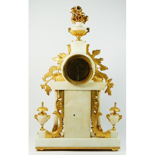 284 - Planchon, Paris, an impressive French late 19th century gilt brass and white marble clock garniture,... 