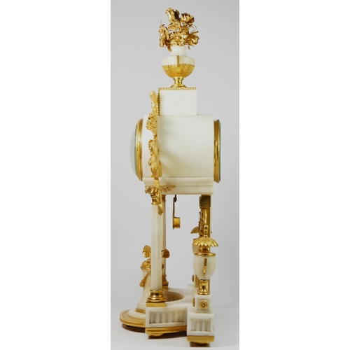 284 - Planchon, Paris, an impressive French late 19th century gilt brass and white marble clock garniture,... 