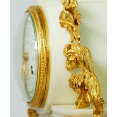 284 - Planchon, Paris, an impressive French late 19th century gilt brass and white marble clock garniture,... 