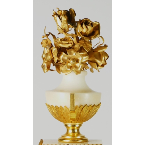 284 - Planchon, Paris, an impressive French late 19th century gilt brass and white marble clock garniture,... 