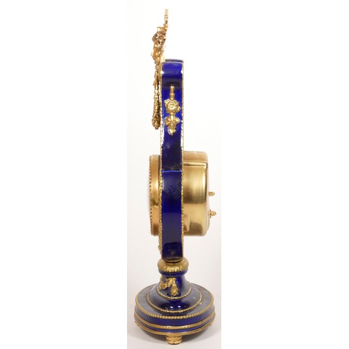 290 - Franklin Mint for the V & A Museum, a cobalt blue and gilt Marie Antoinette 18th century style lyre ... 