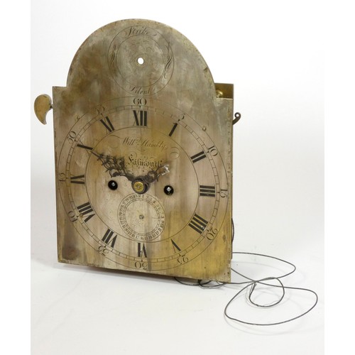 292 - Will. Hambly, Falmouth, a late 18th century bracket clock dial and movement, the 10