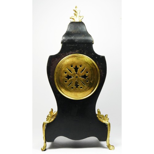 298 - An early 20th century French Boulle mantel clock, with cast brass mounts, the movement striking on a... 