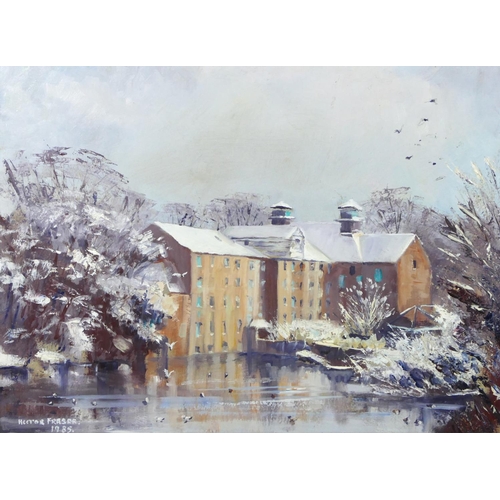 307 - Hector Fraser (1919 – 2013), The Last Winter of Nafferton Maltings, Jan 85, oil on board, signed and... 