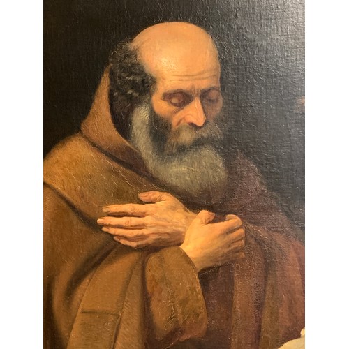 314 - 19th century Continental, monk reading the bible, oil on canvas, signed and dated indistinctly, Jule... 