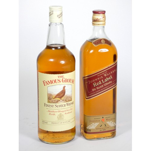 316 - Famous Grouse Finest Scotch whisky (label is vintage 1980's), 1 litre, together with a Johnnie Walke... 