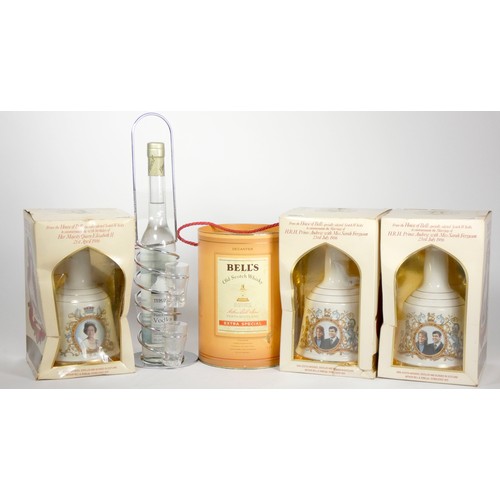 347 - Three Bell's collectors decanters, of Royal interest, with contents, to include The Wedding Of Princ... 